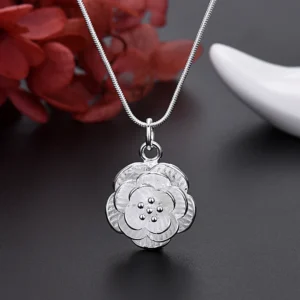 Flower set necklace, earrings, bracelet in 925 silver